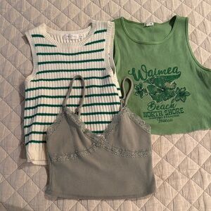 Green and white Tank Top set of 3 size medium